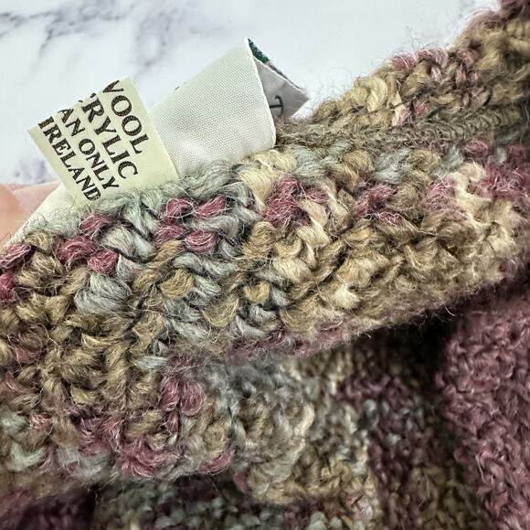 Boyne Valley Weavers Poncho Sweater Shawl One Size Green Purple Plaid Layered - Picture 9 of 14